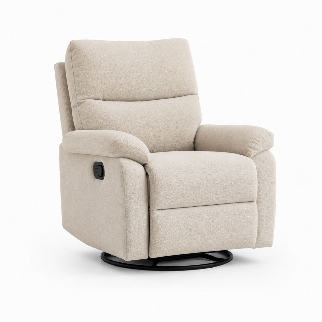 Fauteuil relax inclinable pivotant beige en polyester 89 x 92 x 103 cm