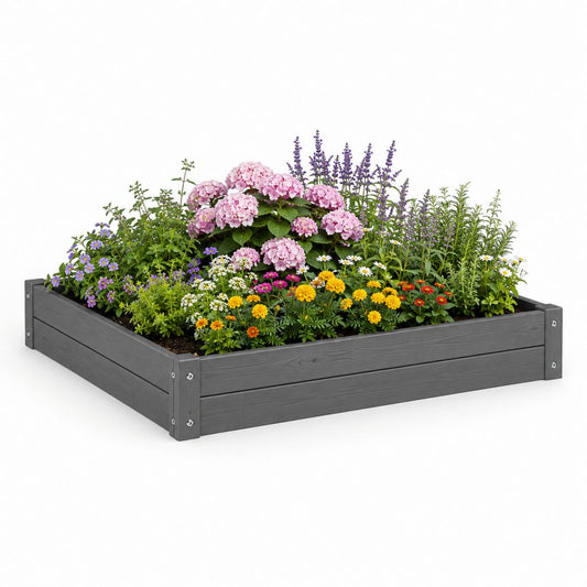 Carré potager surélevé gris en composite WPC 120 x 120 x 30 cm