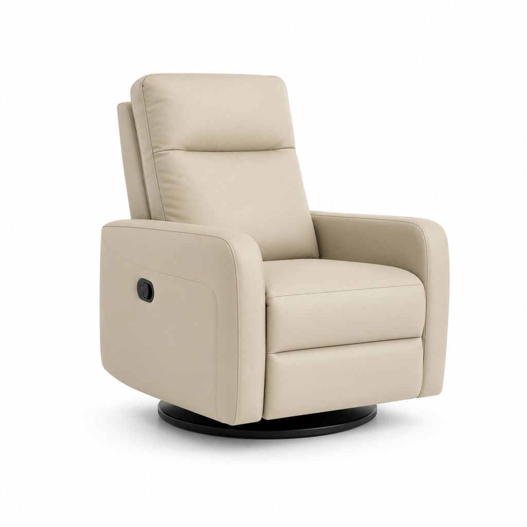 Fauteuil relax inclinable pivotant beige en cuir PU 85 x 95 x 103 cm