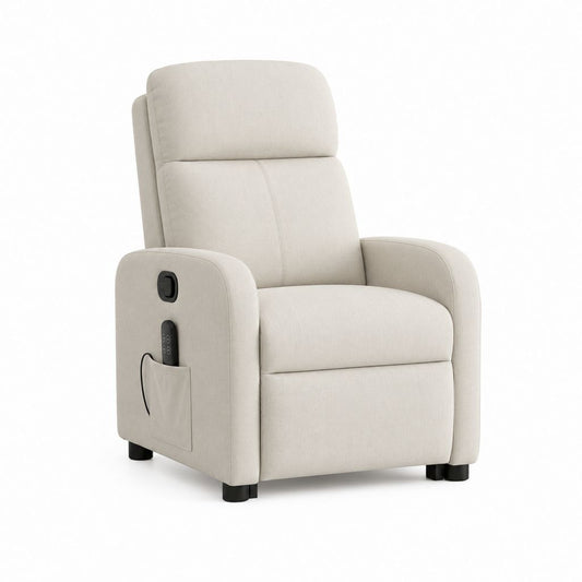 Fauteuil relax électrique beige en polyester à dossier inclinable 76 x 92 x 98 cm
