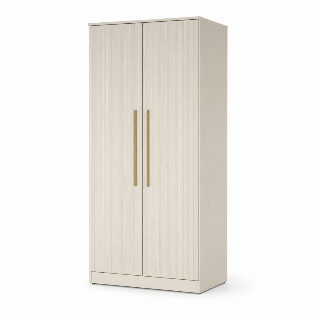 Armoire de chambre 2 portes battantes beige en panneaux de particules mélaminés 80 x 50 x 180 cm