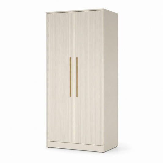 Armoire de chambre 2 portes battantes beige en panneaux de particules mélaminés 80 x 50 x 180 cm