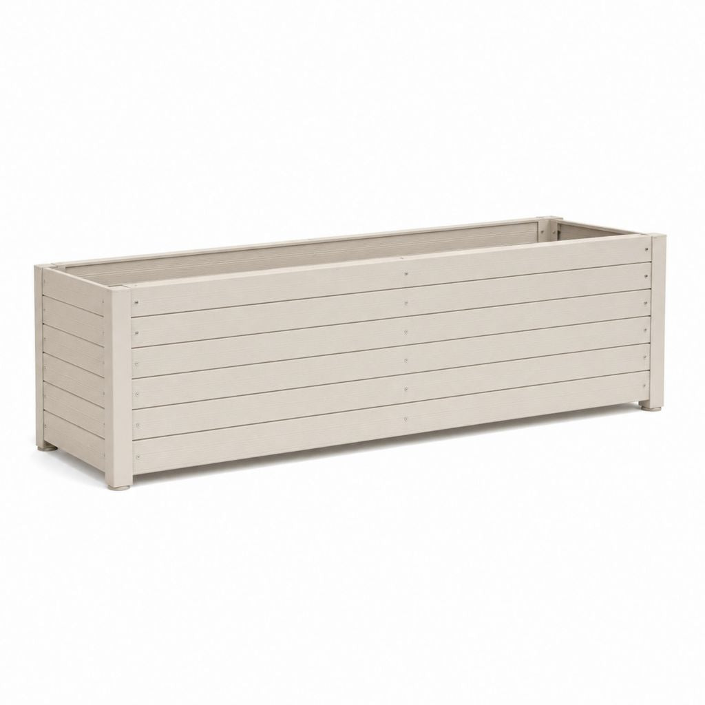 Jardinière rectangulaire beige en bois massif 120 x 40 x 40 cm