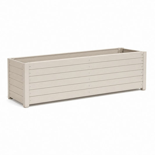 Jardinière rectangulaire beige en bois massif 120 x 40 x 40 cm