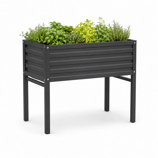 Jardinière surélevée rectangulaire noire en acier galvanisé 80 x 40 x 80 cm