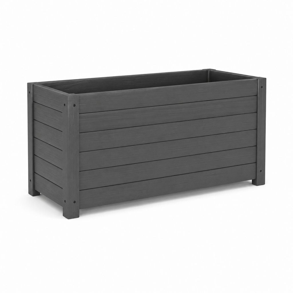 Jardinière surélevée rectangulaire gris anthracite en composite bois-plastique WPC 100 x 50 x 54 cm