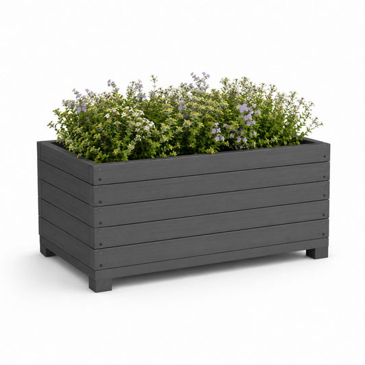 Jardinière surélevée rectangulaire gris anthracite en composite bois plastique 120 x 40 x 50 cm