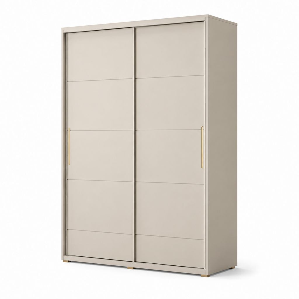 Armoire de chambre à portes coulissantes beige en panneaux de particules mélaminés 120 x 60 x 200 cm