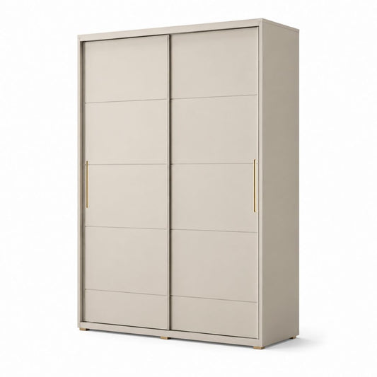 Armoire de chambre à portes coulissantes beige en panneaux de particules mélaminés 120 x 60 x 200 cm
