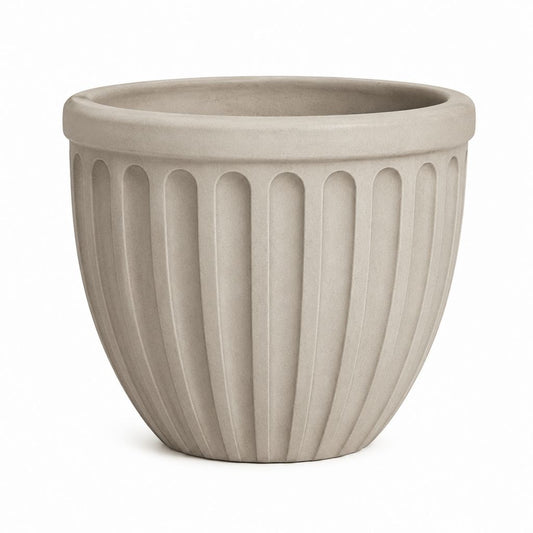 Pot de fleurs rond taupe en ciment renforcé de fibres de verre Ø 40 x H 35 cm