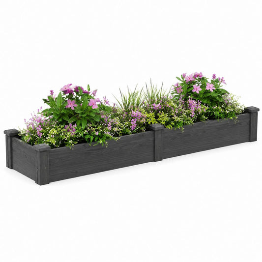 Jardinière surélevée rectangulaire gris anthracite en composite WPC 120 x 40 x 30 cm
